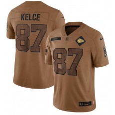 Nike Chiefs 87 Travis Kelce Brown 2023 Salute To Service Limited Jersey