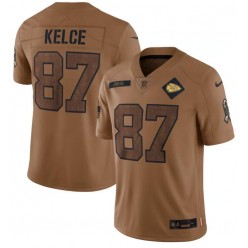 Nike Chiefs 87 Travis Kelce Brown 2023 Salute To Service Limited Jersey