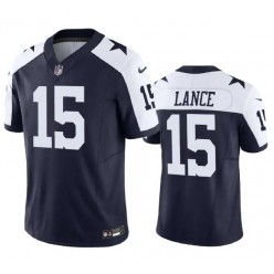 Nike Cowboys 15 Trey Lance Navy Thanksgiving Vapor Limited Jersey