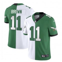 Nike Eagles 11 A.J. Brown White Green Split Vapor Limited Jersey