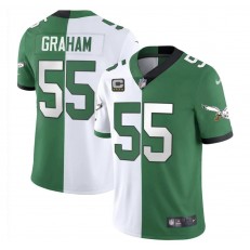 Nike Eagles 55 Brandon Graham White Green Split C Patch Vapor Limited Jersey