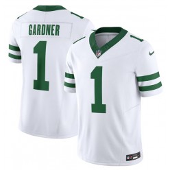Nike Jets 1 Ahmad Sauce Gardner White Legacy Vapor F.U.S.E. Limited Jersey