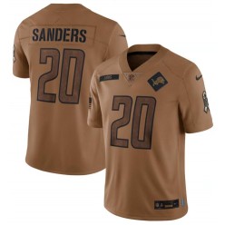 Nike Lions 20 Barry Sanders Brown Brown 2023 Salute To Service Limited Jersey