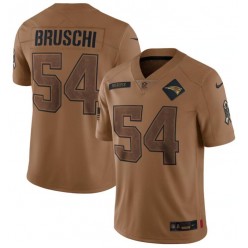 Nike Patriots 54 Tedy Bruschi Brown 2023 Salute To Service Limited Jersey