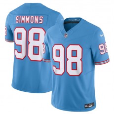 Nike Titans 98 Jeffery Simmons Light Blue Oilers Throwback Vapor F.U.S.E. Limited Jersey