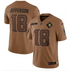 Nike Vikings 18 Justin Jefferson Brown Brown 2023 Salute To Service Limited Jersey