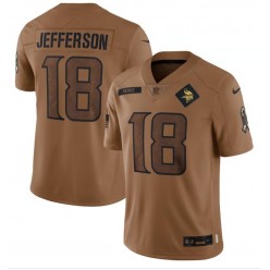 Nike Vikings 18 Justin Jefferson Brown Brown 2023 Salute To Service Limited Jersey