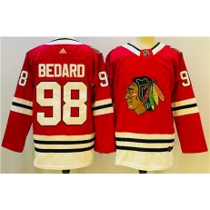 Blackhawks 98 Connor Bedard Red Adidas Jersey