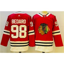 Blackhawks 98 Connor Bedard Red Adidas Jersey