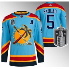 Panthers 5 Aaron Ekblad Blue 2023 Stanley Cup Final Reverse Retro Adidas Jersey