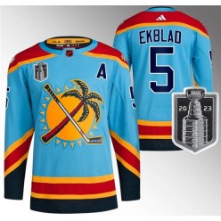 Panthers 5 Aaron Ekblad Blue 2023 Stanley Cup Final Reverse Retro Adidas Jersey