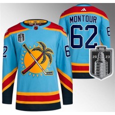 Panthers 62 Brandon Montour Blue 2023 Stanley Cup Final Reverse Retro Adidas Jersey