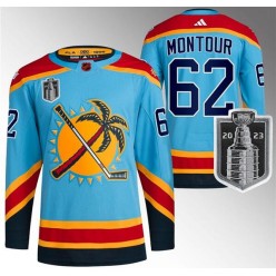 Panthers 62 Brandon Montour Blue 2023 Stanley Cup Final Reverse Retro Adidas Jersey