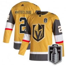Vegas Golden Knights 2 Zach Whitecloud Gold 2023 Stanley Cup Final Adidas Jersey