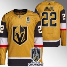 Vegas Golden Knights 22 Michael Amadio Gold 2023 Stanley Cup Champions Adidas Jersey