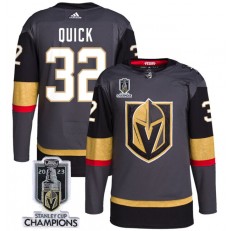 Vegas Golden Knights 32 Jonathan Quick Gray 2023 Stanley Cup Champions Adidas Jersey