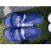 BALENCIAGA LOGO LEATHER SLIP-ON SANDALS ROYAL