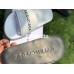 BALENCIAGA LOGO LEATHER SLIP-ON SANDALS WHITE 72ZE-C329