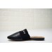 GIVENCHY PARIS FLAT BLACK LEATHER MULES WITH WHITE LOGO