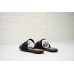 GIVENCHY PARIS FLAT BLACK LEATHER MULES WITH WHITE LOGO