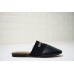 GIVENCHY PARIS FLAT BLACK LEATHER MULES WITH WHITE LOGO