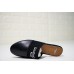 GIVENCHY PARIS FLAT BLACK LEATHER MULES WITH WHITE LOGO
