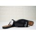 GIVENCHY PARIS FLAT BLACK LEATHER MULES WITH WHITE LOGO
