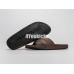 BALENCIAGA LOGO LEATHER SLIP-ON SANDALS BROWN