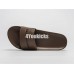 BALENCIAGA LOGO LEATHER SLIP-ON SANDALS BROWN