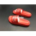 BALENCIAGA LOGO LEATHER SLIP-ON SANDALS RED