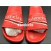 BALENCIAGA LOGO LEATHER SLIP-ON SANDALS RED