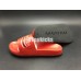 BALENCIAGA LOGO LEATHER SLIP-ON SANDALS RED