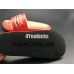 BALENCIAGA LOGO LEATHER SLIP-ON SANDALS RED