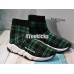 BALENCIAGA SPEED STRETCH-KNIT MID SNEAKERS GRID GREEN BLACK 477289W05G06