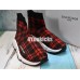 BALENCIAGA SPEED STRETCH-KNIT MID SNEAKERS GRID RED BLACK 477289W05G05