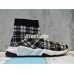 BALENCIAGA SPEED STRETCH-KNIT MID SNEAKERS GRID WHITE BLACK 477289W05G04