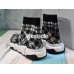BALENCIAGA SPEED STRETCH-KNIT MID SNEAKERS GRID WHITE BLACK 477289W05G04
