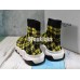 BALENCIAGA SPEED STRETCH-KNIT MID SNEAKERS GRID YELLOW BLACK 477289W05G07