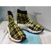 BALENCIAGA SPEED STRETCH-KNIT MID SNEAKERS GRID YELLOW BLACK 477289W05G07