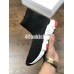 BALENCIAGA SPEED STRETCH-KNIT MID SNEAKERS BLACK WHITE RED