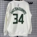 Milwaukee Bucks #34 Giannis Antetokounmpo White plush long sleeves Sweatshirt