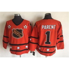 1980 All Star #1 Bernie Parent Orange CCM Throwback Stitched NHL Jersey
