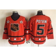 1980 All Star #5 Denis Potvin Orange CCM Throwback Stitched NHL Jersey