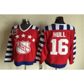 1992 All Star #16 Brett Hull Red CCM Throwback 75TH Stitched NHL Jersey