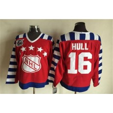 1992 All Star #16 Brett Hull Red CCM Throwback 75TH Stitched NHL Jersey