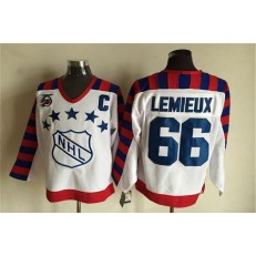1992 All Star #66 Mario Lemieux White CCM Throwback 75TH Stitched NHL Jersey