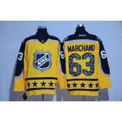 Boston Bruins #63 Brad Marchand Yellow Atlantic Division 2017 All Star NHL Jersey