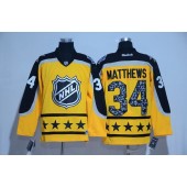 Toronto Maple Leafs #34 Auston Matthews Yellow Atlantic Division 2017 All Star NHL Jersey