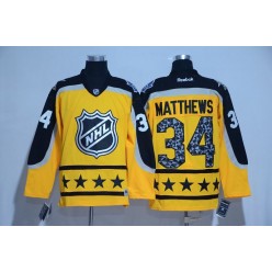 Toronto Maple Leafs #34 Auston Matthews Yellow Atlantic Division 2017 All Star NHL Jersey