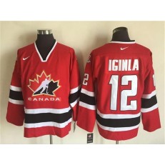Team CA. #12 Red Jarome Iginla Black 2002 Olympic Nike Throwback Stitched NHL Jersey